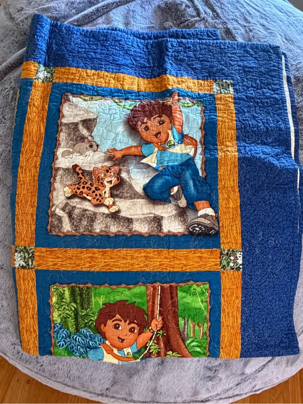Vintage Go Diego, Kids Adventure Patchwork Throw quilt  - handmade